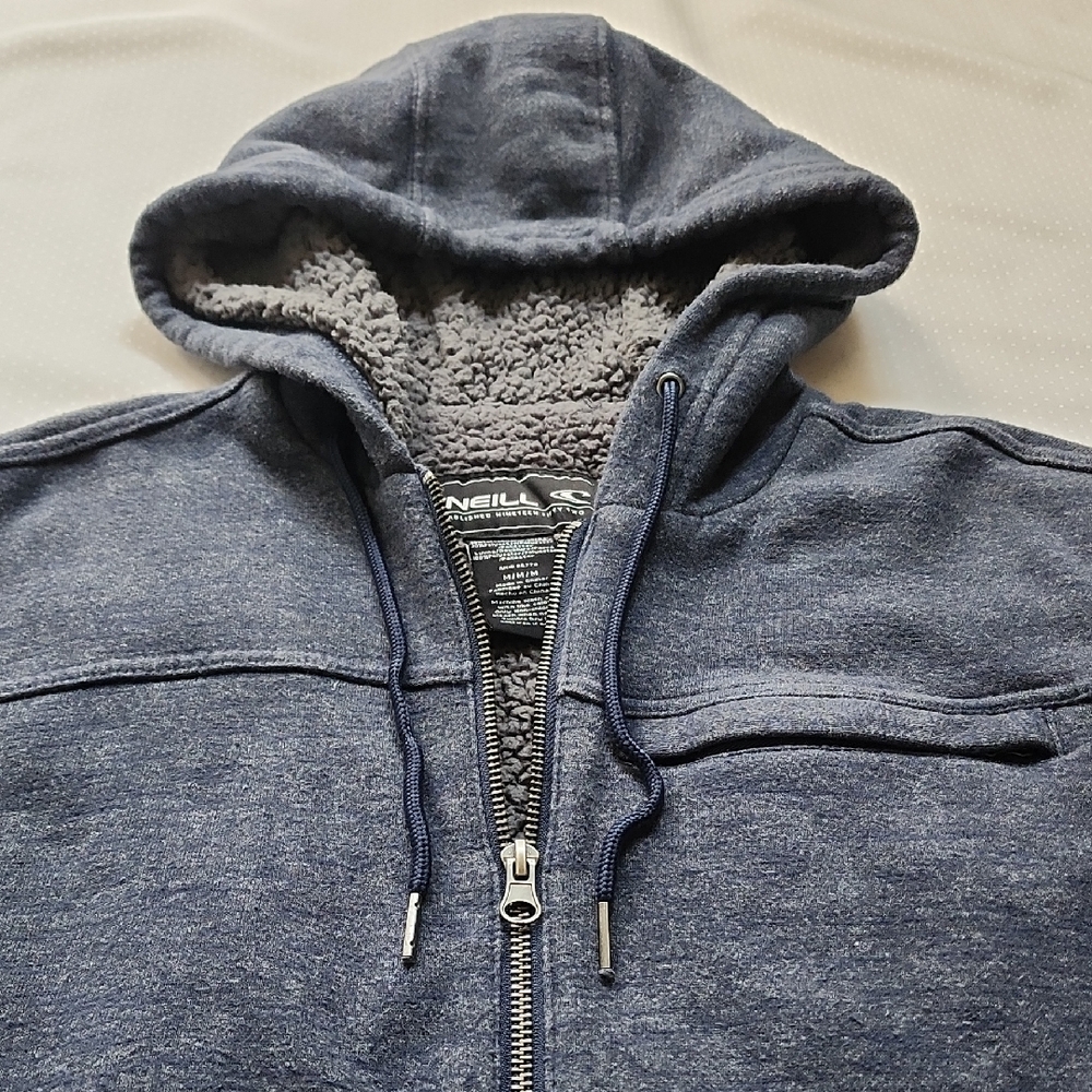 O'Neill Men's Heathered Navy Zip-Up Sweater - Medium
